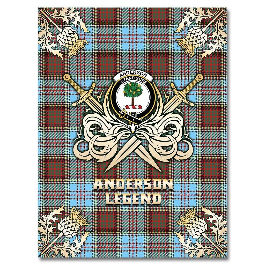 Clan Anderson Ancient Tartan Gold Courage Symbol Blanket RO39 Clan Anderson Tartan Today   