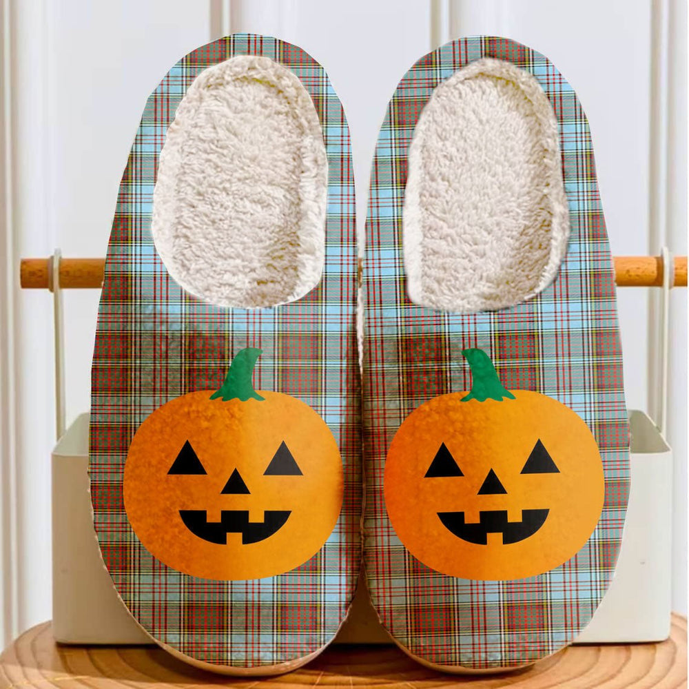 Clan Anderson Ancient Tartan Halloween Pumpkin Slippers, Fluffy Spooky Slippers WH77 Anderson Ancient Tartan Tartan Halloween   