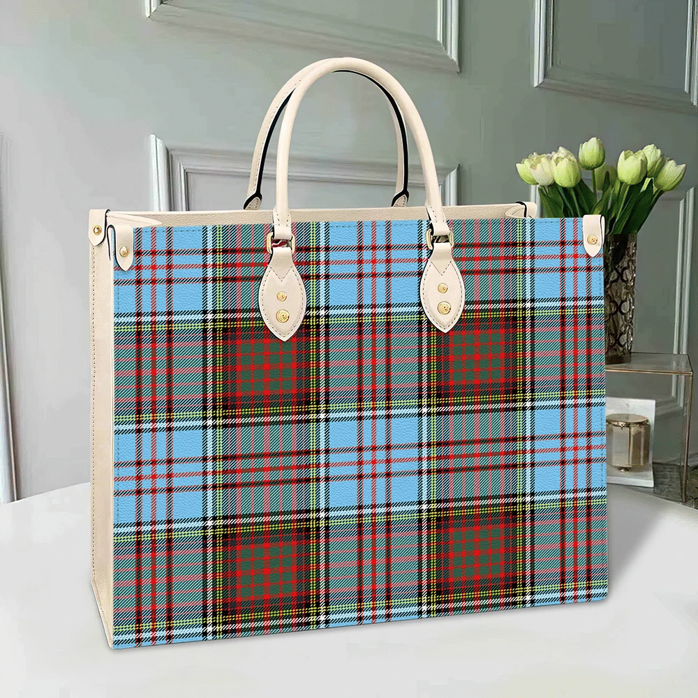 Clan Anderson Ancient Tartan Leather Bag VG37 Clan Anderson Tartan Today   