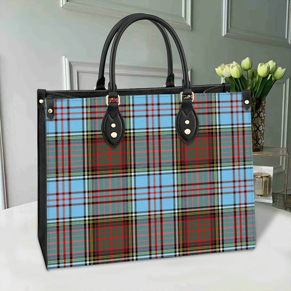 Clan Anderson Ancient Tartan Leather Bag VG37 Clan Anderson Tartan Today   