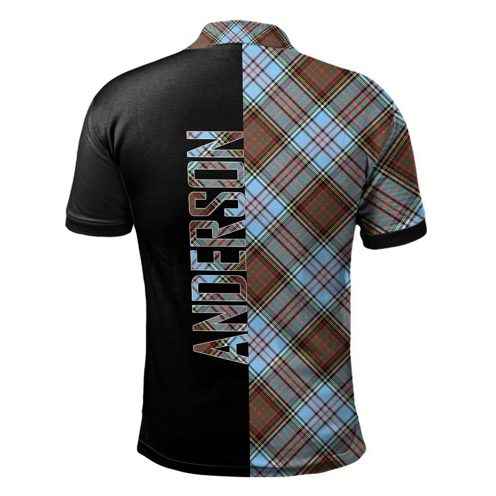 Clan Anderson Ancient Tartan Polo Shirt Half of Me - Cross Style JR83 Anderson Ancient Tartan Tartan Polo   