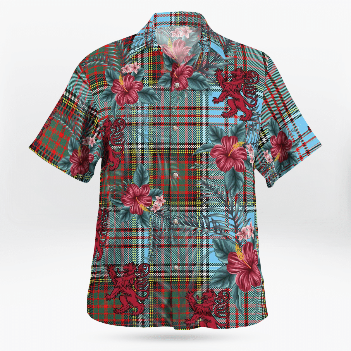 Clan Anderson Ancient Tartan Scottish Lion Hawaiian Shirt JX38 Anderson Ancient Tartan Tartan Hawaii Shirt   