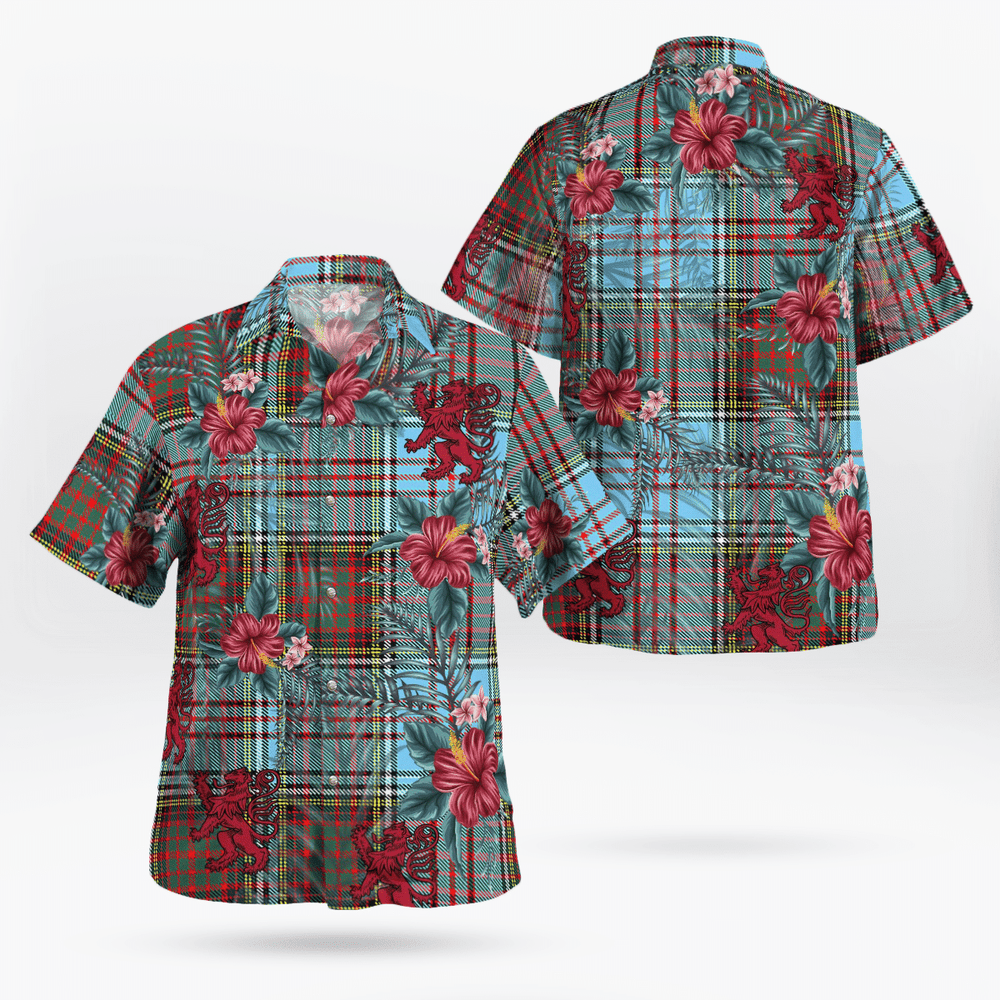 Clan Anderson Ancient Tartan Scottish Lion Hawaiian Shirt JX38 Anderson Ancient Tartan Tartan Hawaii Shirt   
