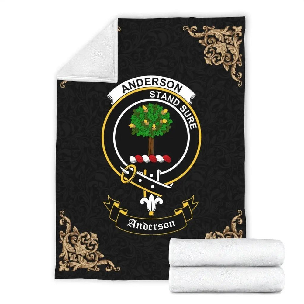 Clan Anderson Crest Tartan Premium Blanket Black KV18 Clan Anderson Tartan Today   