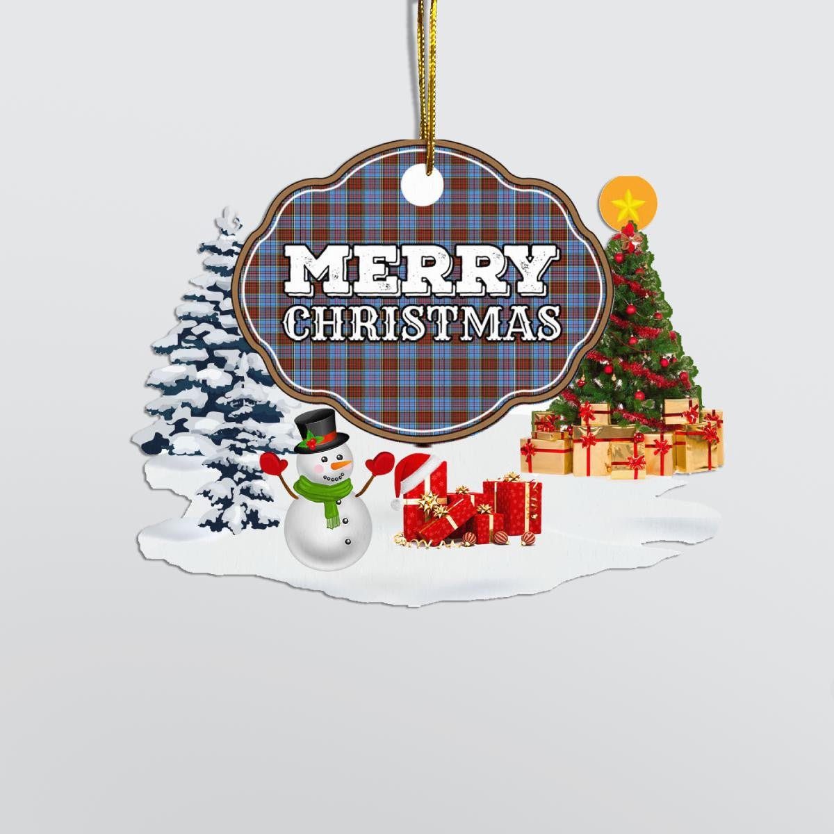 Clan Anderson Modern "Merry Christmas" Tartan Acrylic Ornament SR67 Anderson Modern Tartan Tartan Christmas   
