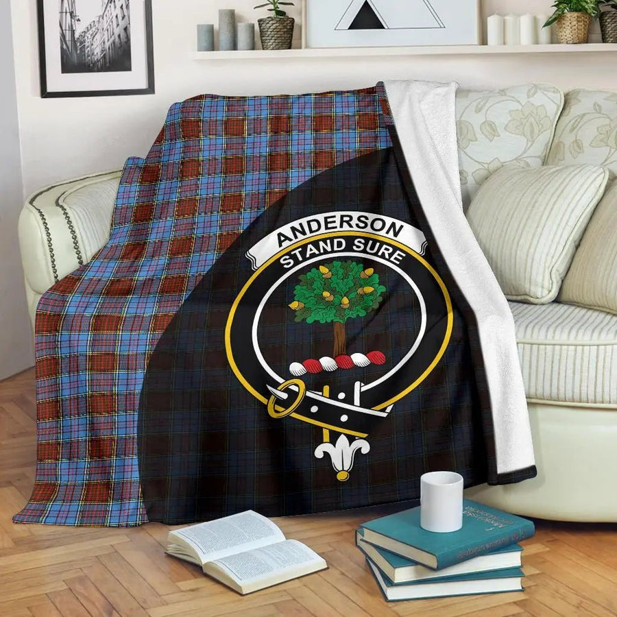 Clan Anderson Modern Tartan Crest Blanket Wave Style