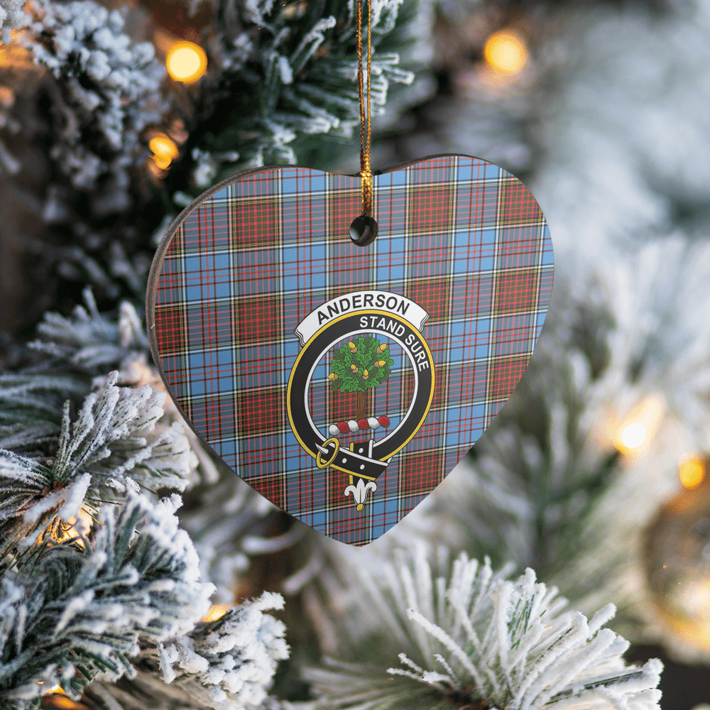 Clan Anderson Modern Tartan Crest Heart Ceramic Ornament EM30 Anderson Modern Tartan Tartan Christmas   