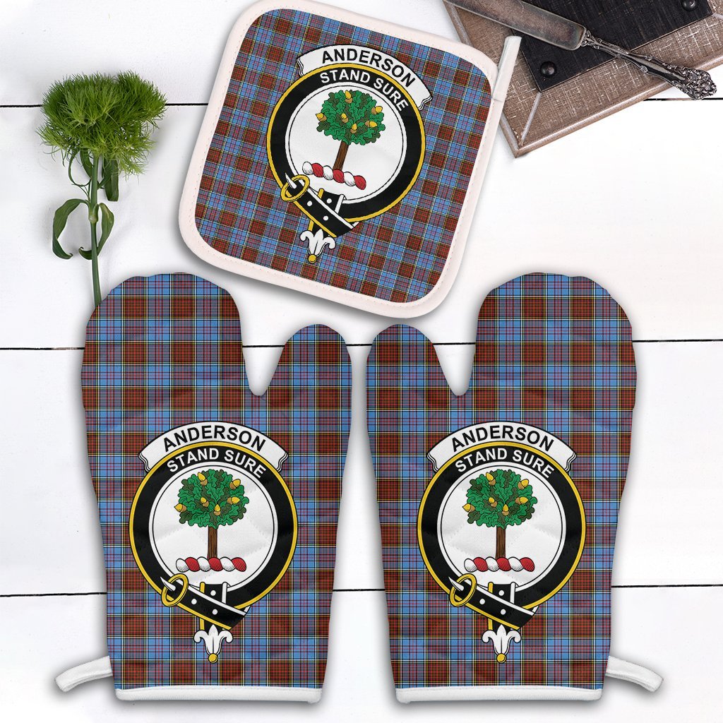 Clan Anderson Modern Tartan Crest Oven Mitt And Pot Holder (2 Oven Mitts + 1 Pot Holder) HZ13 Clan Anderson Tartan Today   