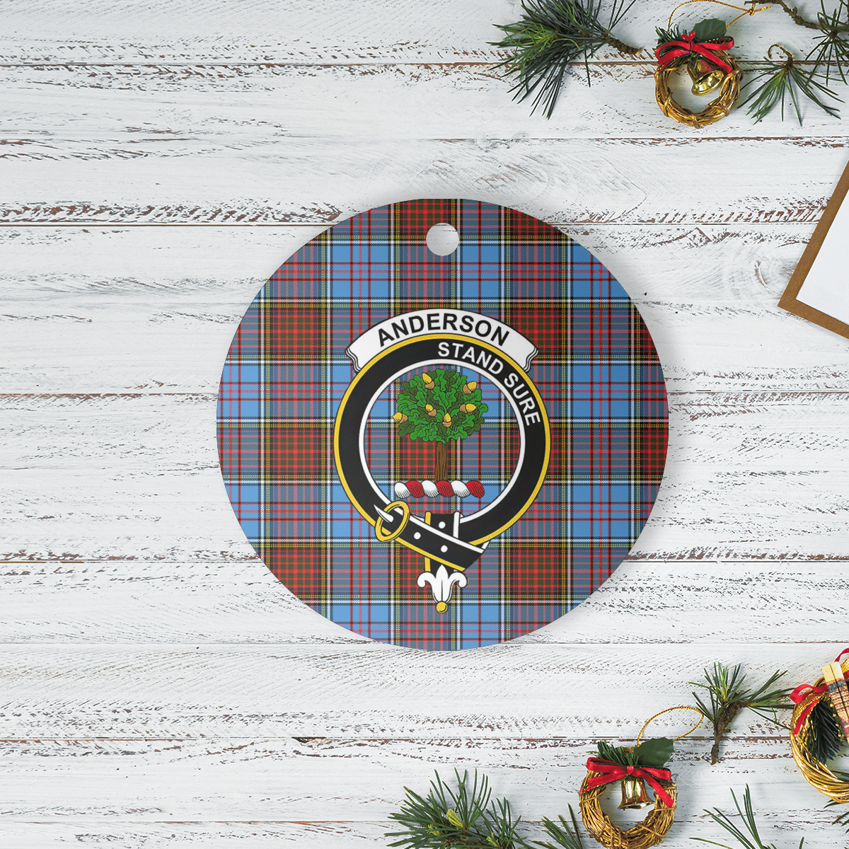 Clan Anderson Modern Tartan Crest Round Ceramic Ornament OA42 Anderson Modern Tartan Tartan Christmas   