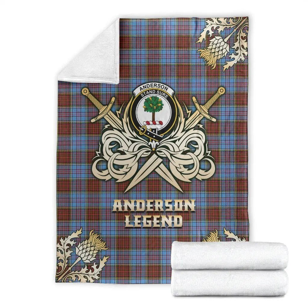 Clan Anderson Modern Tartan Gold Courage Symbol Blanket QQ58 Clan Anderson Tartan Today   