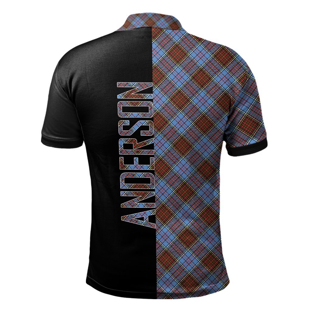 Clan Anderson Modern Tartan Polo Shirt Half of Me - Cross Style AV43 Anderson Modern Tartan Tartan Polo   