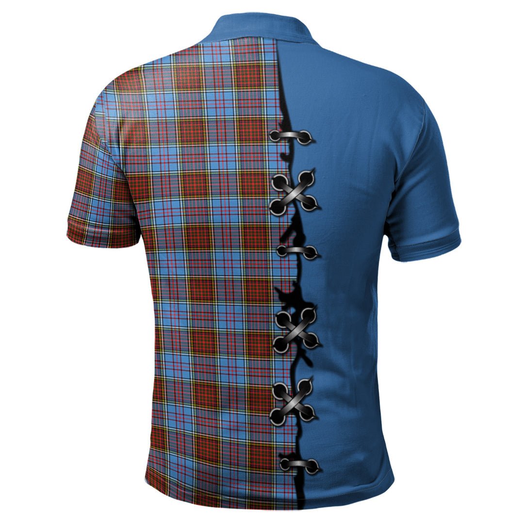Clan Anderson Modern Tartan Polo Shirt - Lion Rampant And Celtic Thistle Style IF95 Anderson Modern Tartan Tartan Polo   