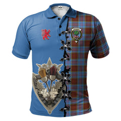 Clan Anderson Modern Tartan Polo Shirt - Lion Rampant And Celtic Thistle Style IF95 Anderson Modern Tartan Tartan Polo   