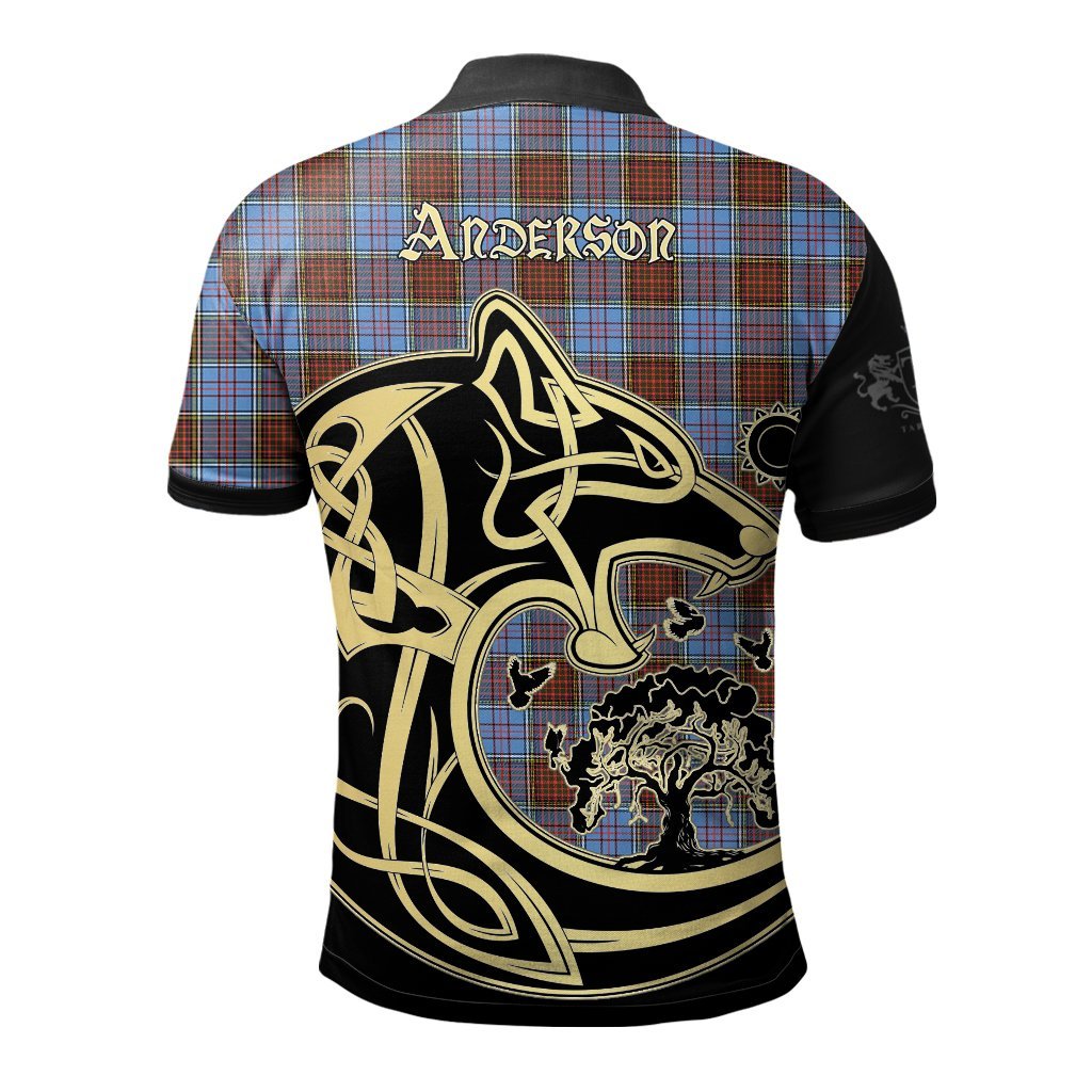 Clan Anderson Modern Tartan Polo Shirt Viking Wolf RJ58 Anderson Modern Tartan Tartan Polo   