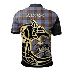 Clan Anderson Modern Tartan Polo Shirt Viking Wolf RJ58 Anderson Modern Tartan Tartan Polo   