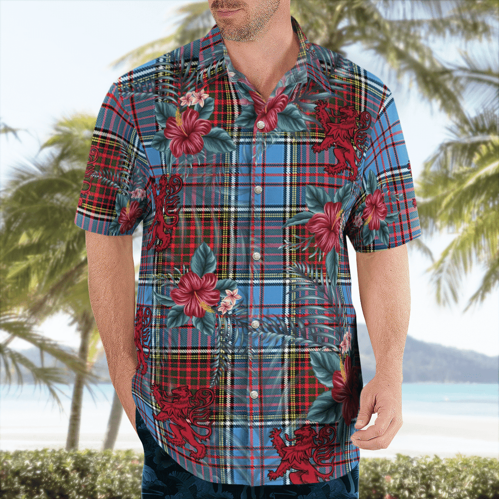Clan Anderson Modern Tartan Scottish Lion Hawaiian Shirt HP81 Anderson Modern Tartan Tartan Hawaii Shirt   