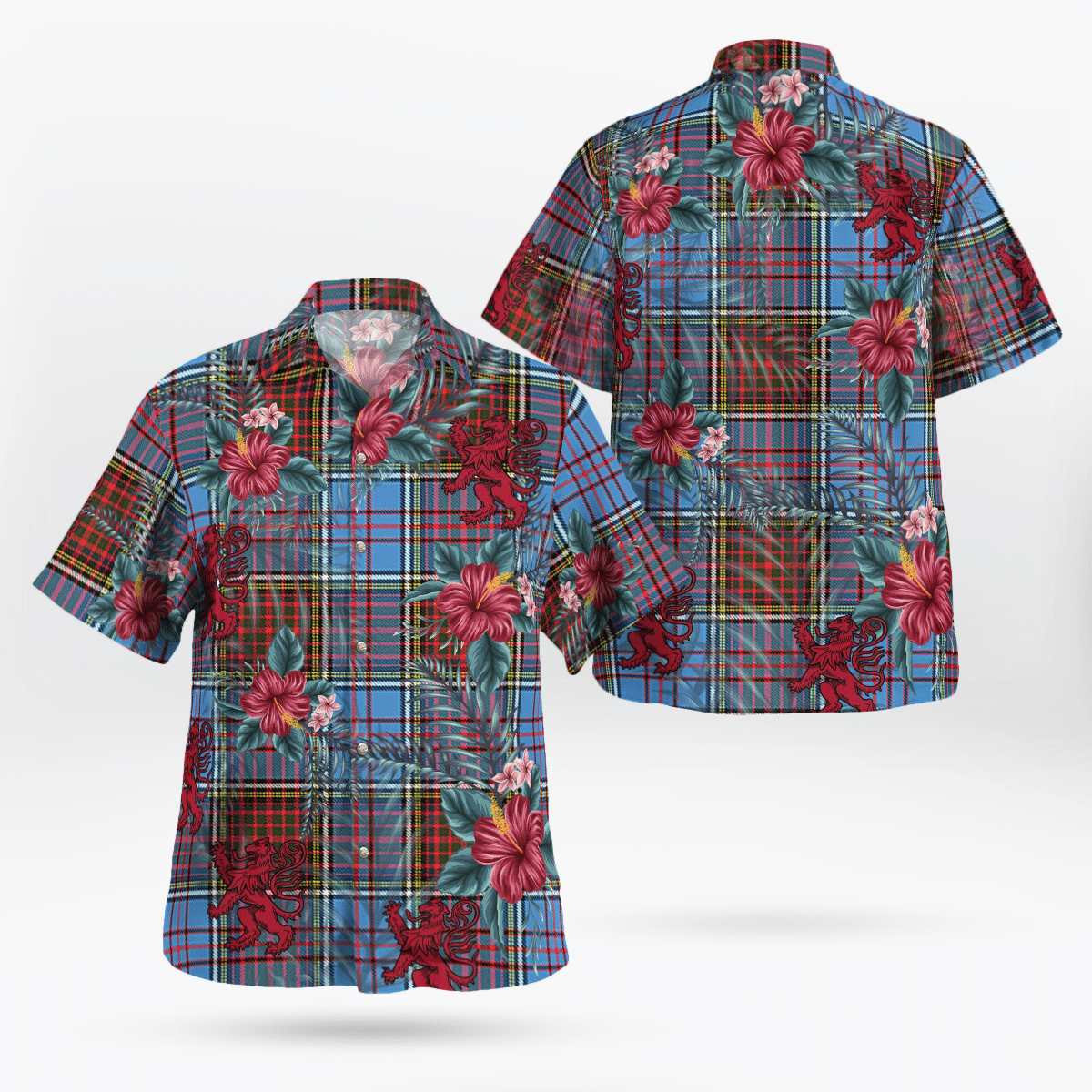 Clan Anderson Modern Tartan Scottish Lion Hawaiian Shirt HP81 Anderson Modern Tartan Tartan Hawaii Shirt   