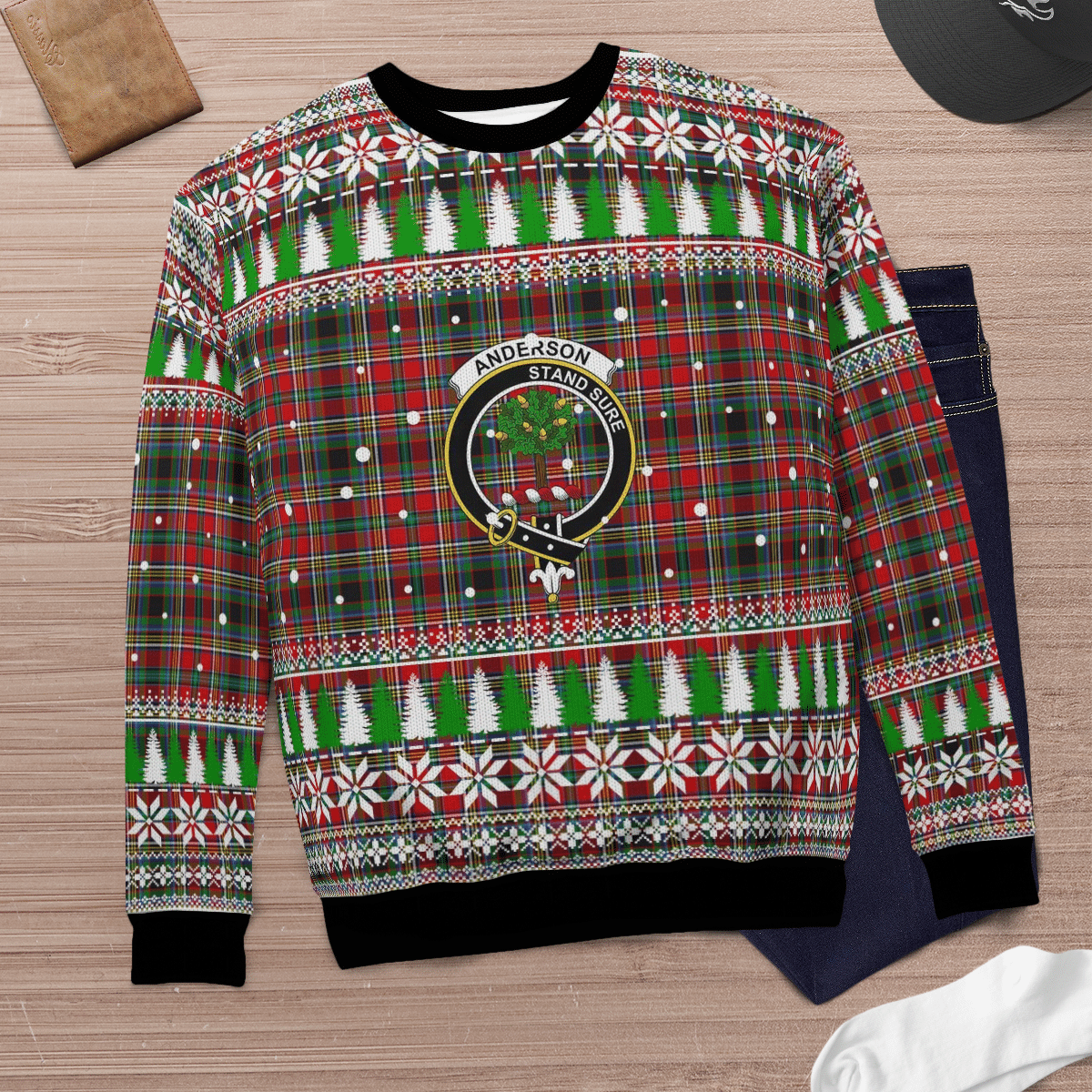 Clan Anderson of Arbrake Crest Tartan Christmas Ugly Sweater HP65 Anderson of Arbrake Crest Tartan Tartan Ugly Sweater   