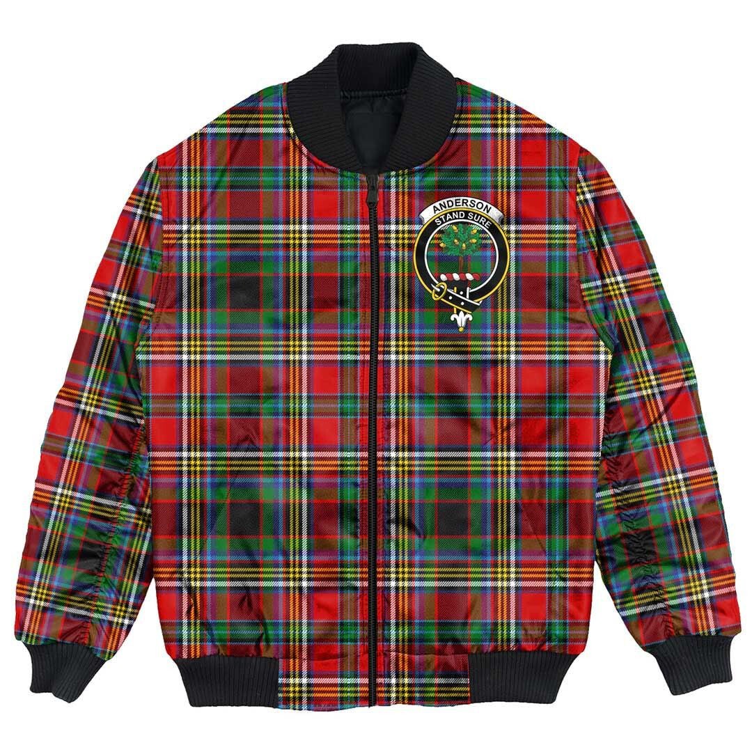 Clan Anderson of Arbrake Tartan Crest Bomber Jacket MW91 Anderson of Arbrake Tartan Tartan Bomber Jacket   
