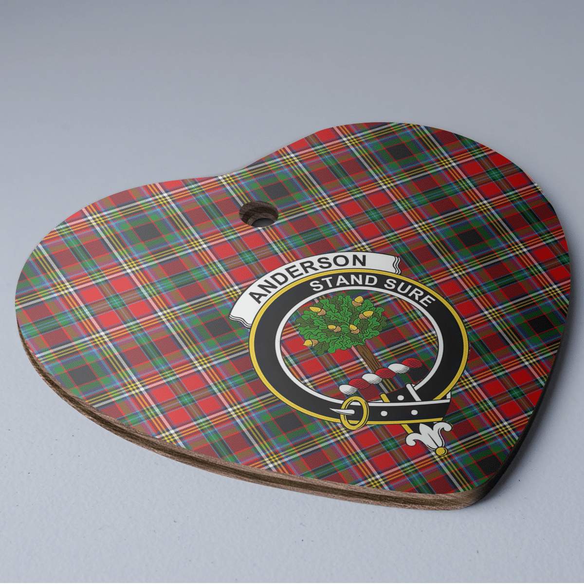 Clan Anderson of Arbrake Tartan Crest Heart Ceramic Ornament HM99 Anderson of Arbrake Tartan Tartan Christmas   