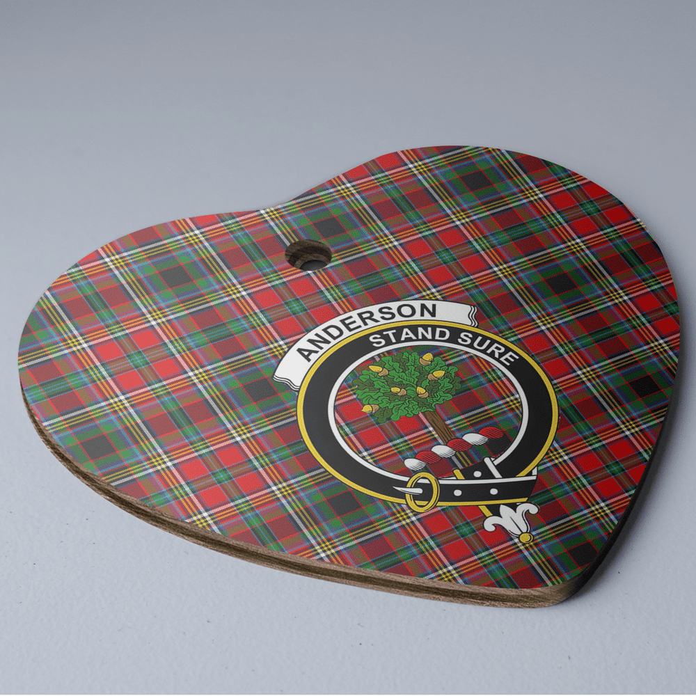 Clan Anderson of Arbrake Tartan Crest Heart Ceramic Ornament HM99 Anderson of Arbrake Tartan Tartan Christmas   