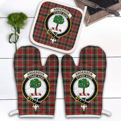 Clan Anderson Of Arbrake Tartan Crest Oven Mitt And Pot Holder (2 Oven Mitts + 1 Pot Holder) EK15 Clan Anderson Tartan Today   