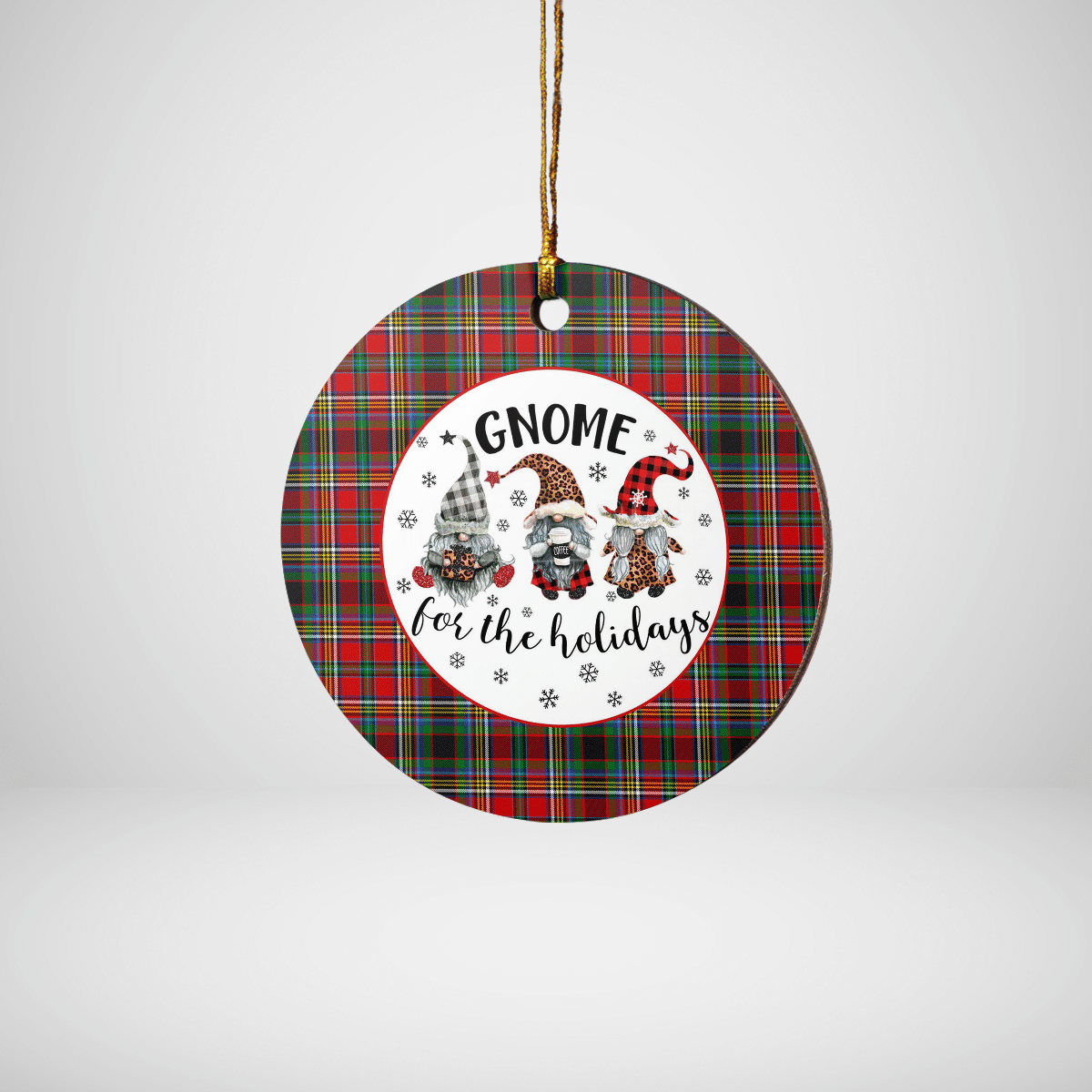 Clan Anderson of Arbrake Tartan Gnome Round Ceramic Ornament BE17 Anderson of Arbrake Tartan Tartan Christmas   