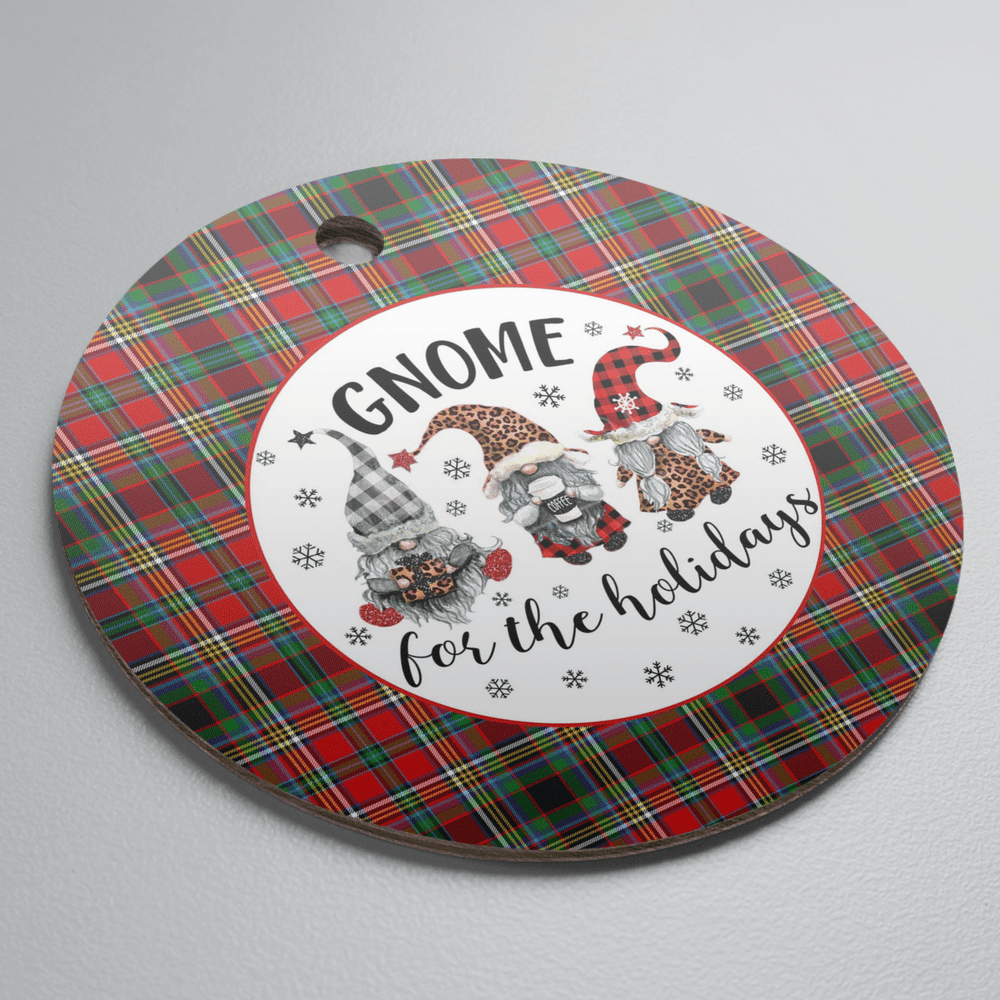 Clan Anderson of Arbrake Tartan Gnome Round Ceramic Ornament BE17 Anderson of Arbrake Tartan Tartan Christmas   