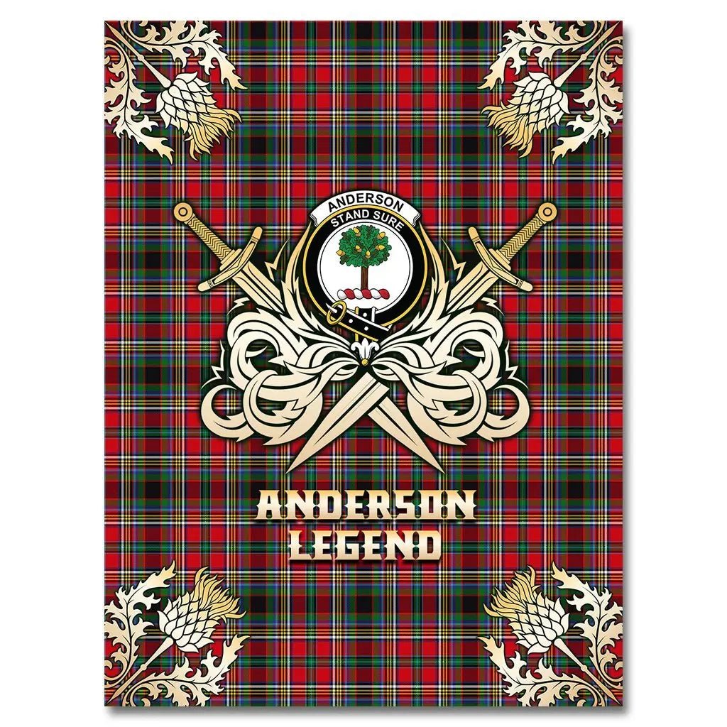 Clan Anderson of Arbrake Tartan Gold Courage Symbol Blanket NH65 Clan Anderson Tartan Today   