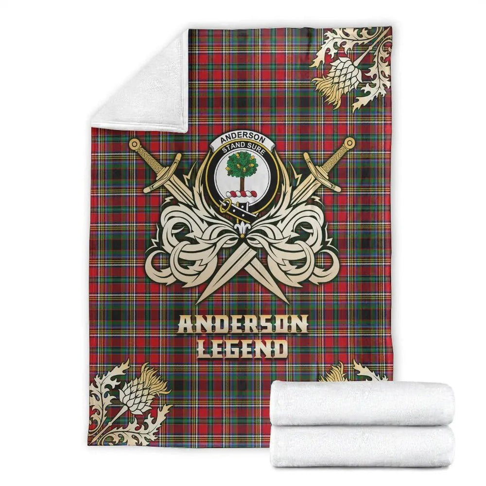Clan Anderson of Arbrake Tartan Gold Courage Symbol Blanket NH65 Clan Anderson Tartan Today   