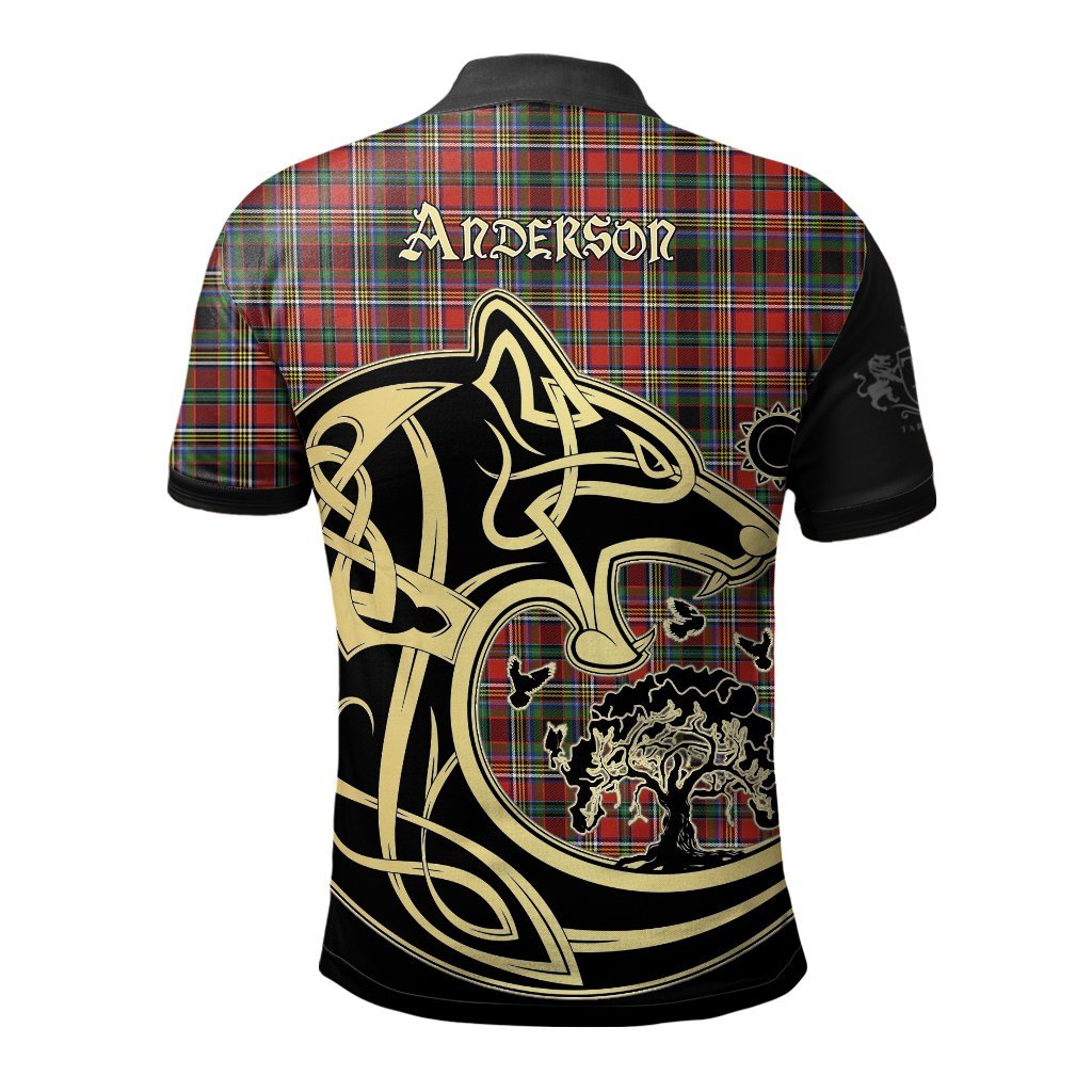 Clan Anderson of Arbrake Tartan Polo Shirt Viking Wolf AW26 Anderson of Arbrake Tartan Tartan Polo   