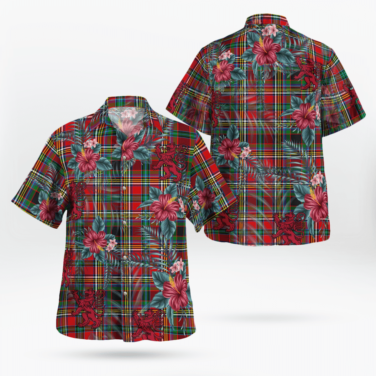 Clan Anderson of Arbrake Tartan Scottish Lion Hawaiian Shirt DM66 Anderson of Arbrake Tartan Tartan Hawaii Shirt   