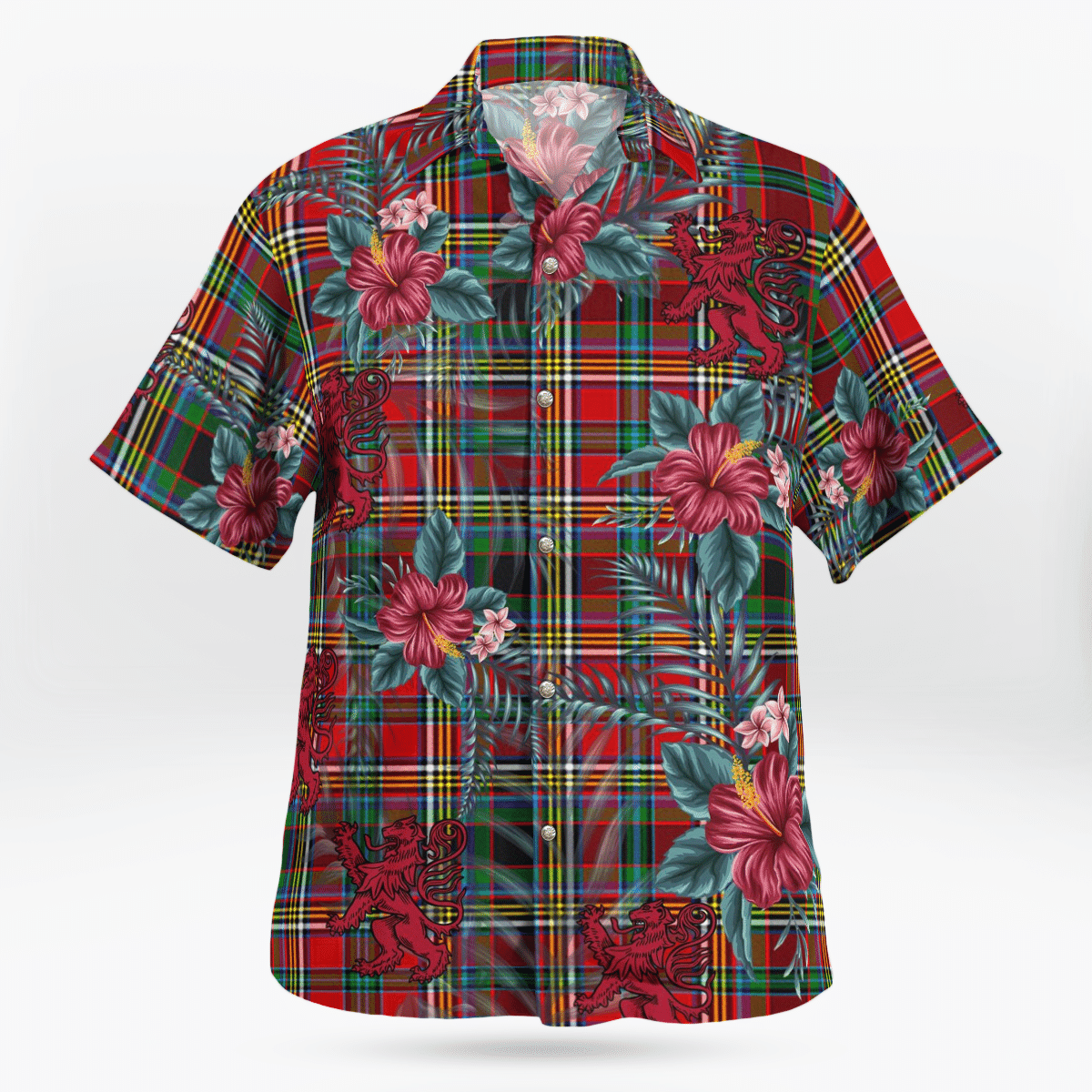 Clan Anderson of Arbrake Tartan Scottish Lion Hawaiian Shirt DM66 Anderson of Arbrake Tartan Tartan Hawaii Shirt   