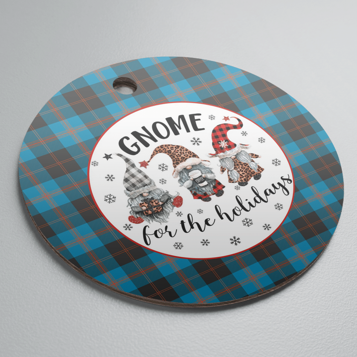 Clan Angus Ancient Tartan Gnome Round Ceramic Ornament AY54 Angus Ancient Tartan Tartan Christmas   