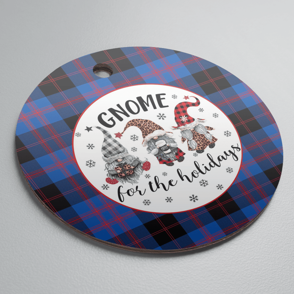 Clan Angus Modern Tartan Gnome Round Ceramic Ornament RT57 Angus Modern Tartan Tartan Christmas   