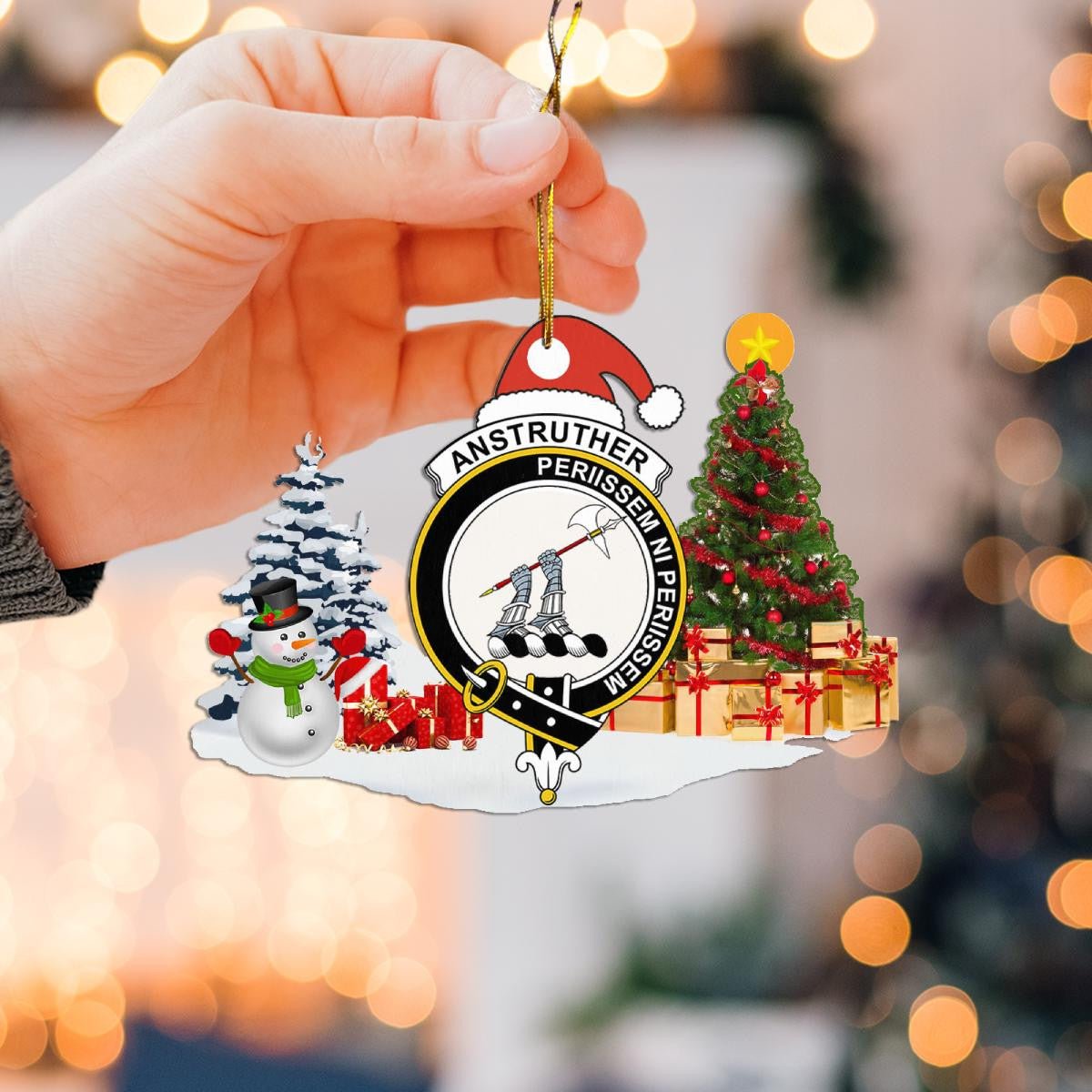 Clan Anstruther Crest Tartan Acrylic Christmas Ornament MF81 Anstruther Tartan Tartan Christmas   