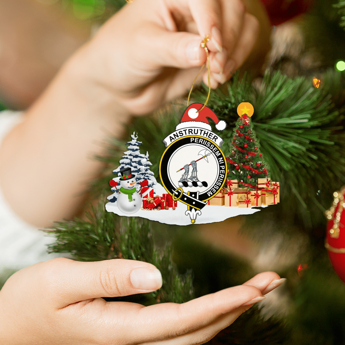 Clan Anstruther Crest Tartan Acrylic Christmas Ornament MF81 Anstruther Tartan Tartan Christmas   
