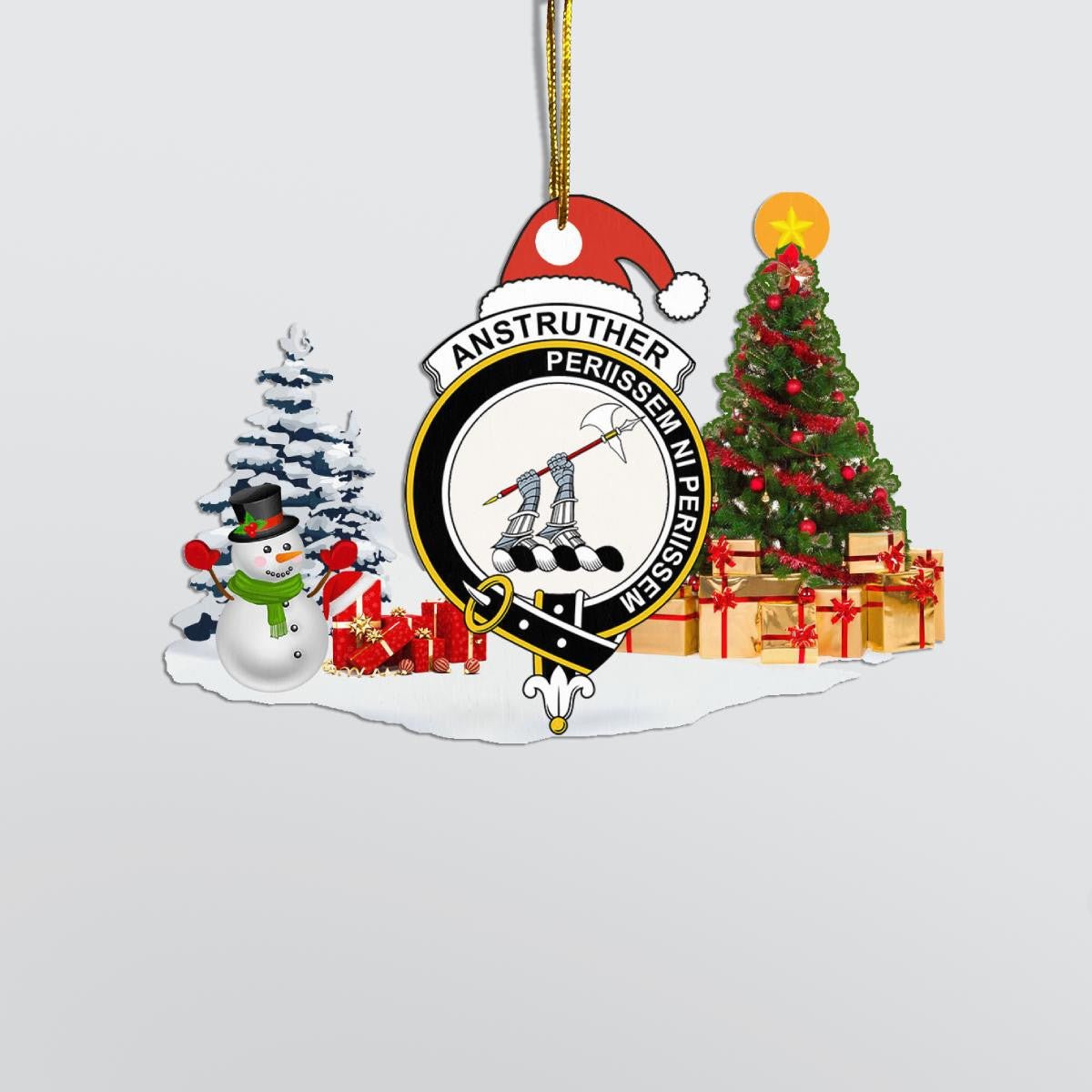 Clan Anstruther Crest Tartan Acrylic Christmas Ornament MF81 Anstruther Tartan Tartan Christmas   