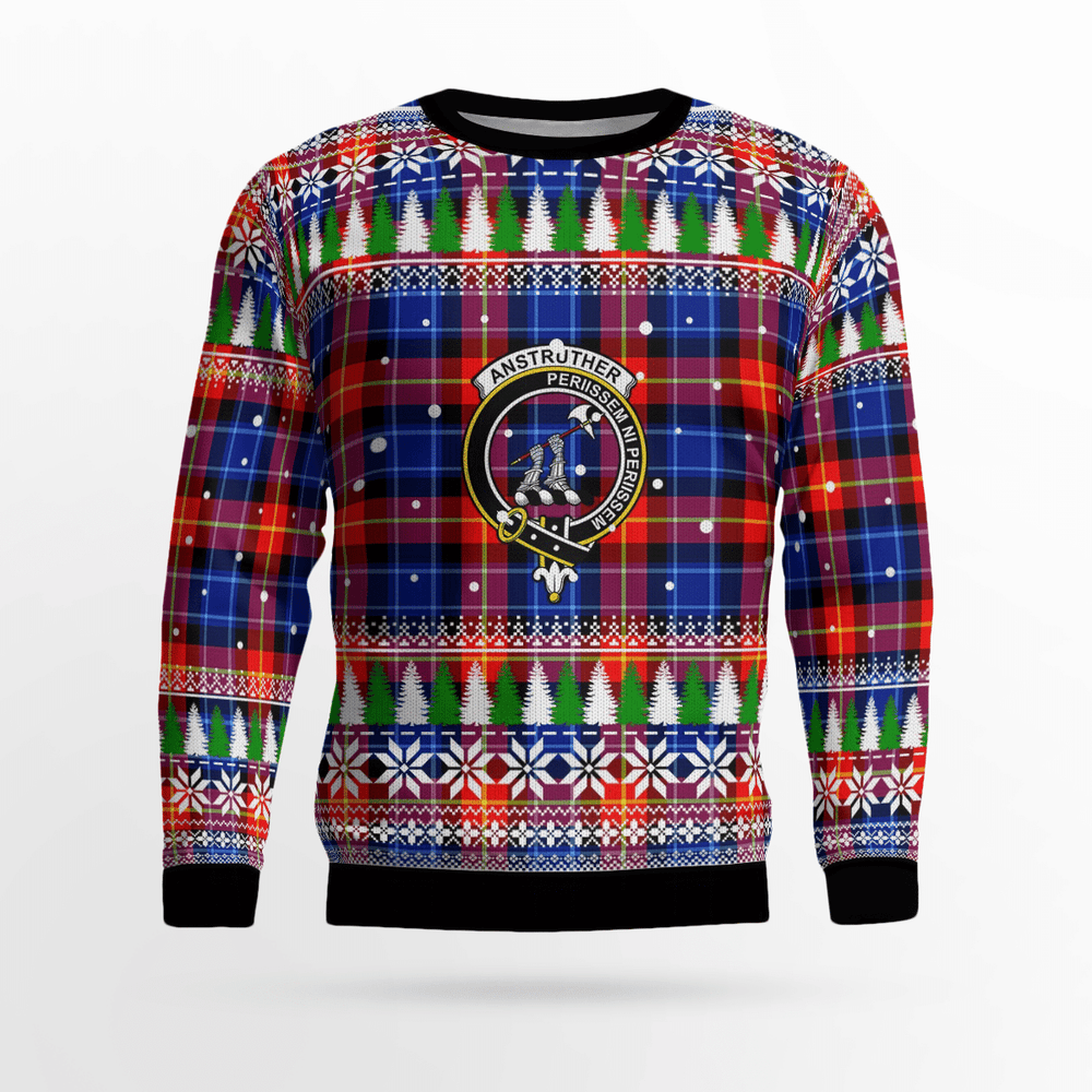 Clan Anstruther Crest Tartan Christmas Ugly Sweater RX10 Anstruther Crest Tartan Tartan Ugly Sweater   