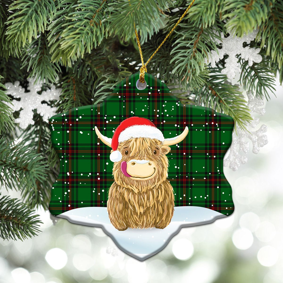 Clan Anstruther Tartan Christmas Ceramic Ornament Highland Cows Style ZL17 Anstruther Tartan Tartan Ornament   