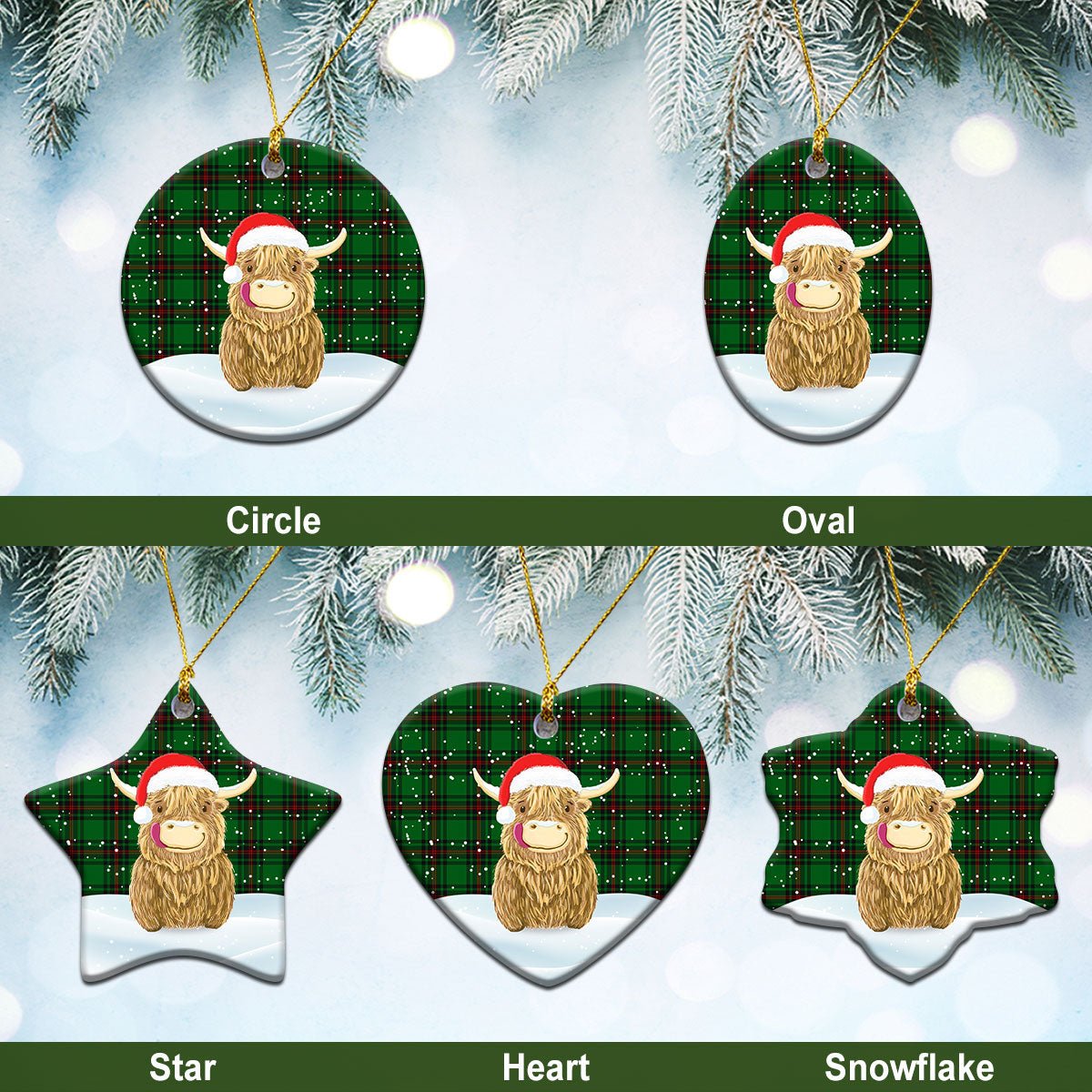 Clan Anstruther Tartan Christmas Ceramic Ornament Highland Cows Style ZL17 Anstruther Tartan Tartan Ornament   