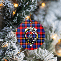 Clan Anstruther Tartan Crest Round Ceramic Ornament FH61 Anstruther Tartan Tartan Christmas   