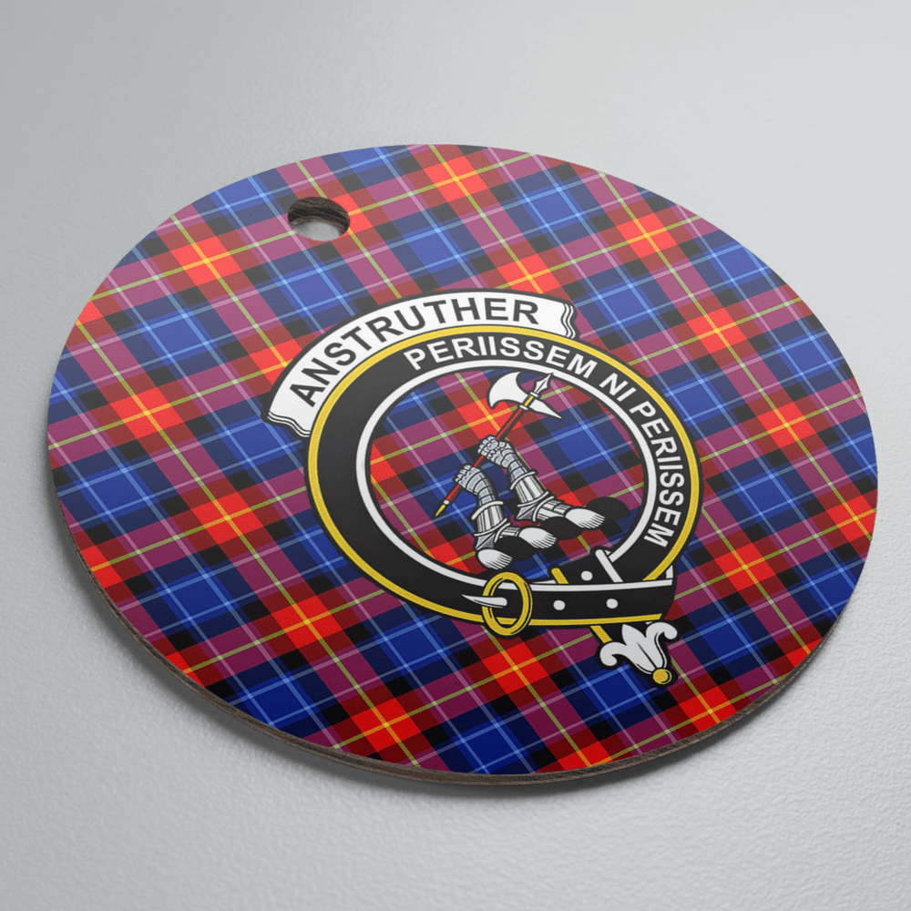 Clan Anstruther Tartan Crest Round Ceramic Ornament FH61 Anstruther Tartan Tartan Christmas   