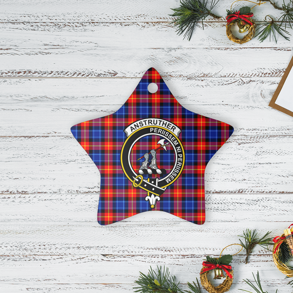 Clan Anstruther Tartan Crest Star Ceramic Ornament QL74 Anstruther Tartan Tartan Christmas   
