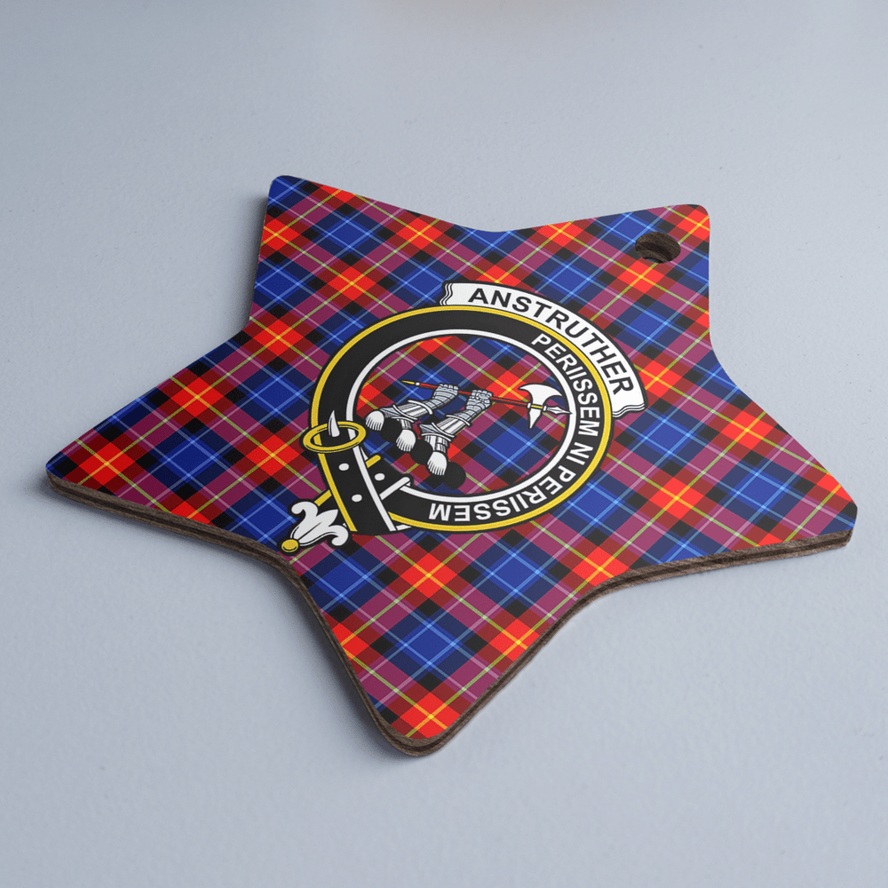 Clan Anstruther Tartan Crest Star Ceramic Ornament QL74 Anstruther Tartan Tartan Christmas   