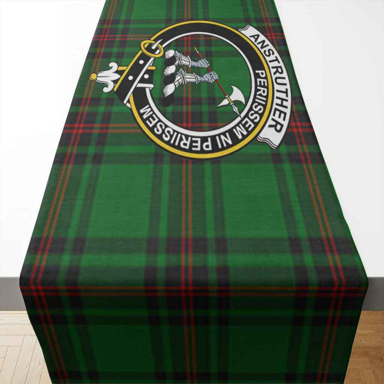 Clan Anstruther Tartan Crest Table Runner Cotton SE57 Anstruther Tartan Tartan Table Runner   