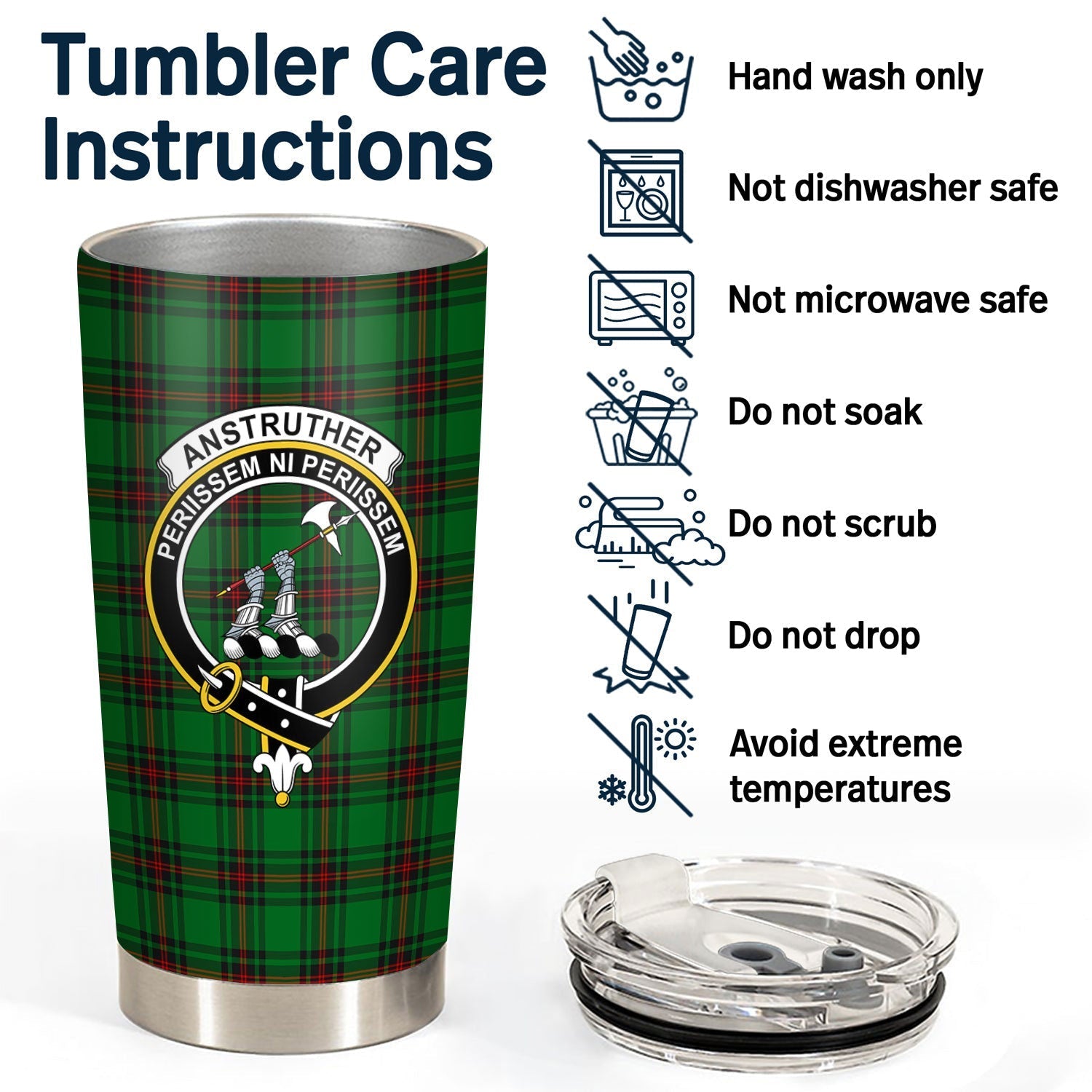 Clan Anstruther Tartan Crest Tumbler GQ27 Clan Anstruther Tartan Today   