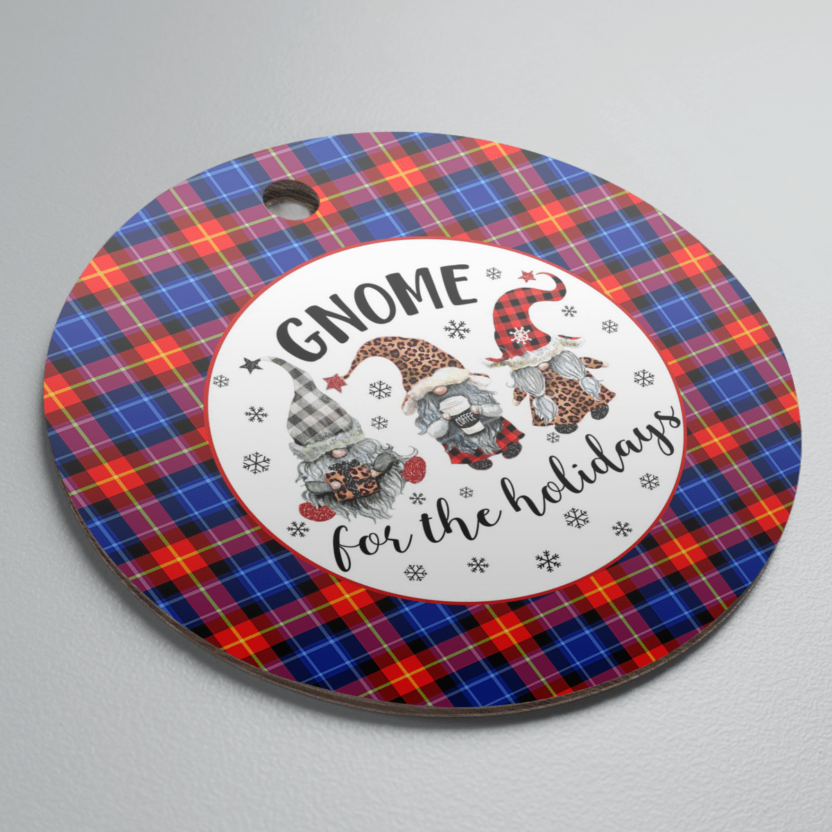 Clan Anstruther Tartan Gnome Round Ceramic Ornament HU27 Anstruther Tartan Tartan Christmas   
