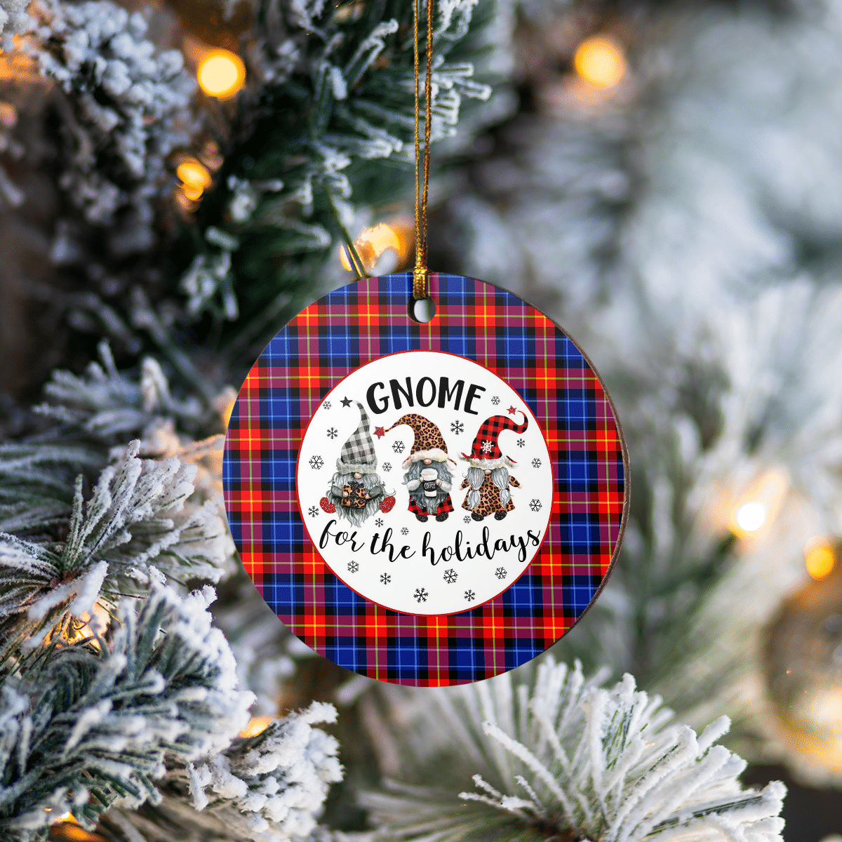 Clan Anstruther Tartan Gnome Round Ceramic Ornament HU27 Anstruther Tartan Tartan Christmas   