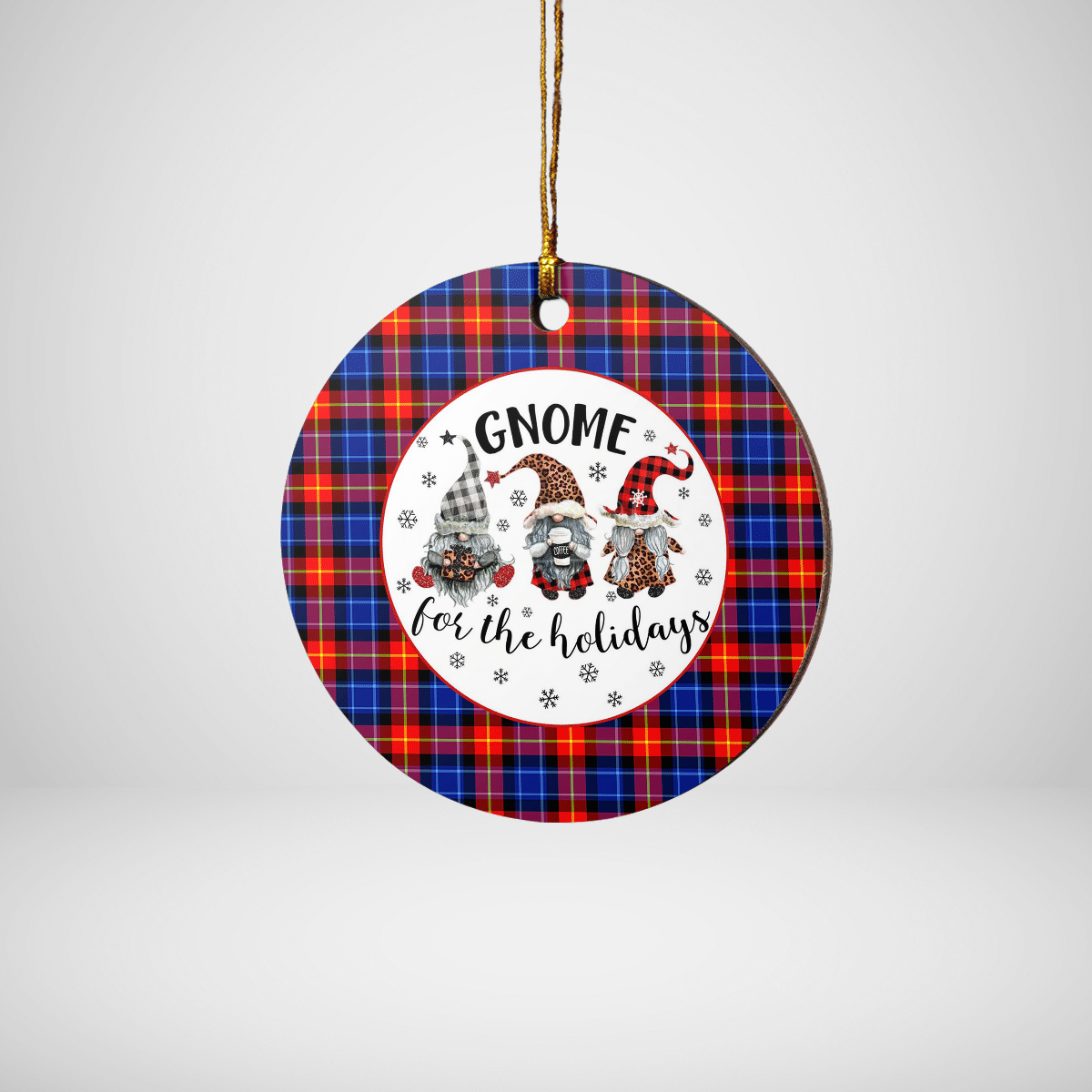 Clan Anstruther Tartan Gnome Round Ceramic Ornament HU27 Anstruther Tartan Tartan Christmas   